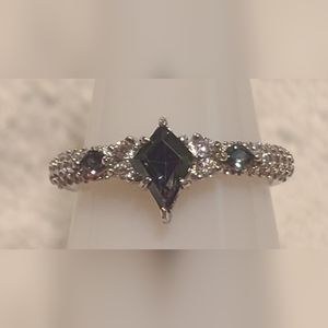 *BP #5015 "Win Their Hearts" Rainbow Topaz Rhodium Size 6 BRAND NEW